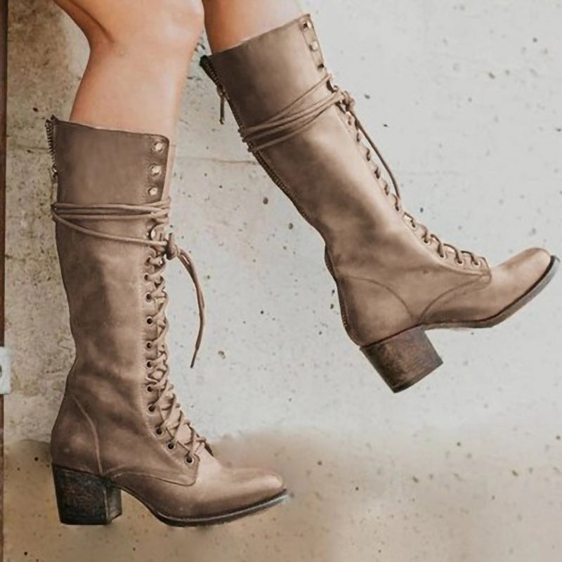 Beatrice | Women’s Vintage Lace-Up High Heel Boots
