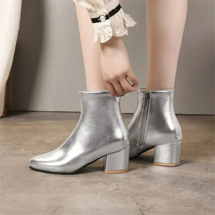 Madison | Women’s Metallic Winter Zip-Up Ankle Boots