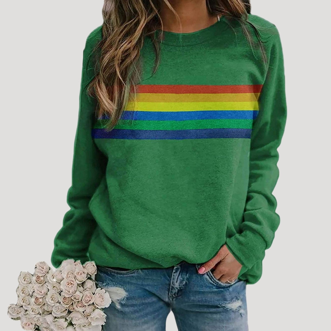 Ashley | Women’s Spring Rainbow Stripe Casual Sweatshirt