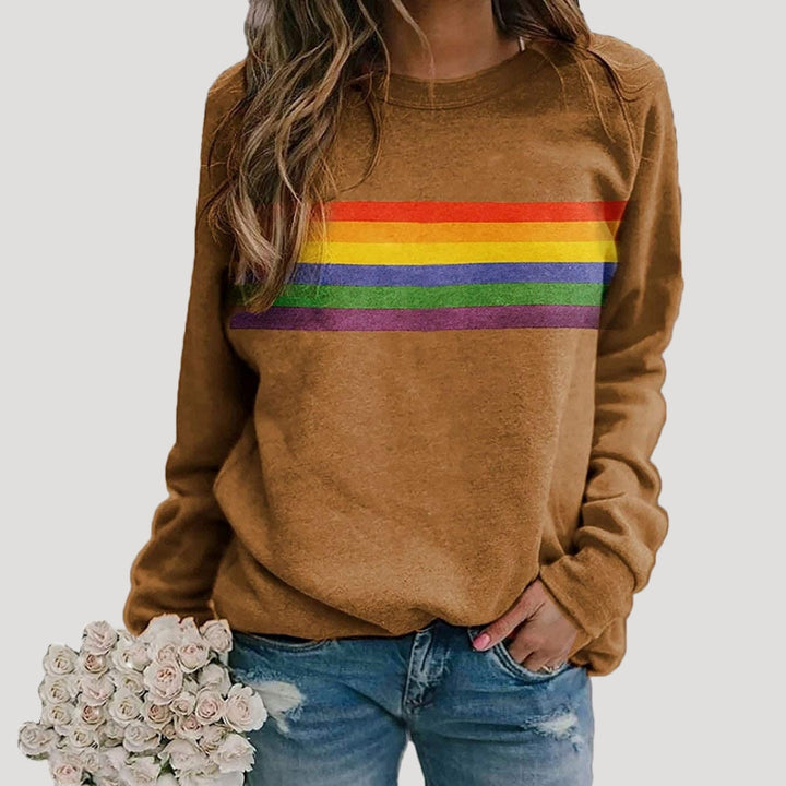Ashley | Women’s Spring Rainbow Stripe Casual Sweatshirt