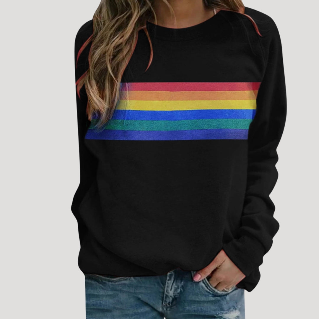 Ashley | Women’s Spring Rainbow Stripe Casual Sweatshirt
