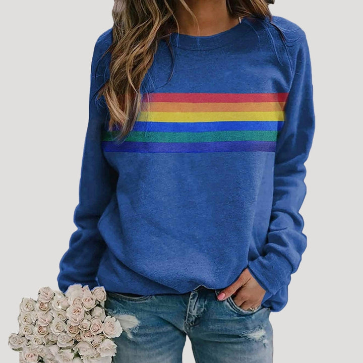 Ashley | Women’s Spring Rainbow Stripe Casual Sweatshirt