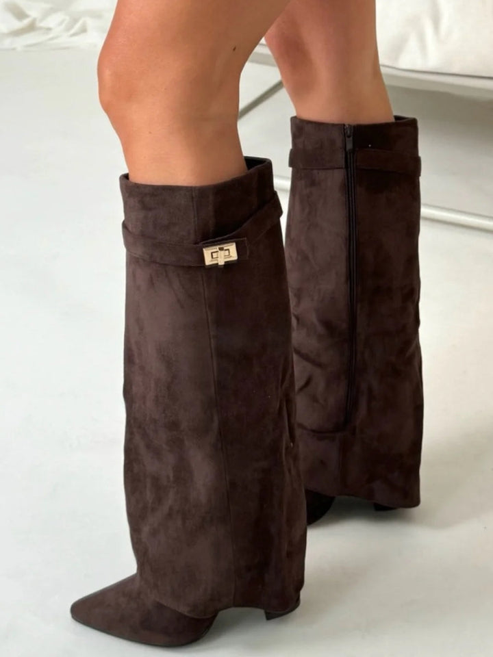 Daisy | Women's Winter Zip-Up Slouchy High Heel Boots