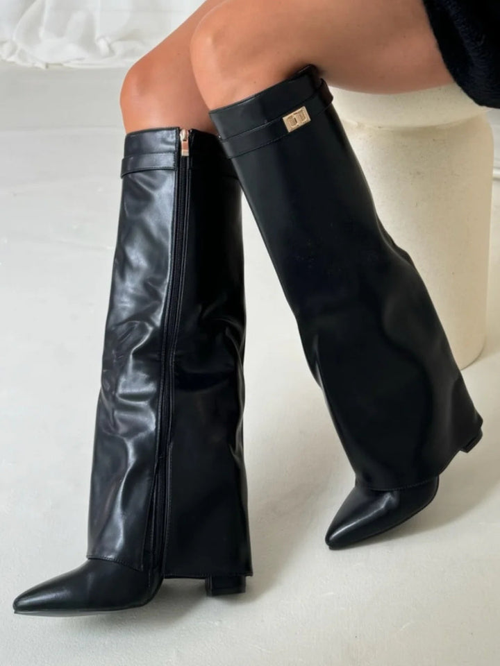 Daisy | Women's Winter Zip-Up Slouchy High Heel Boots