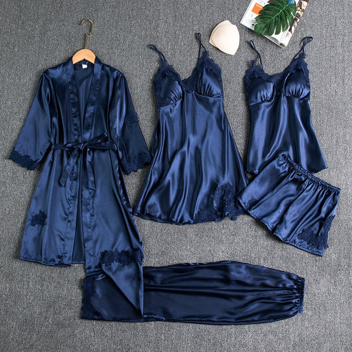 Rebecca | 5-Piece Silk Lace Nightwear Set