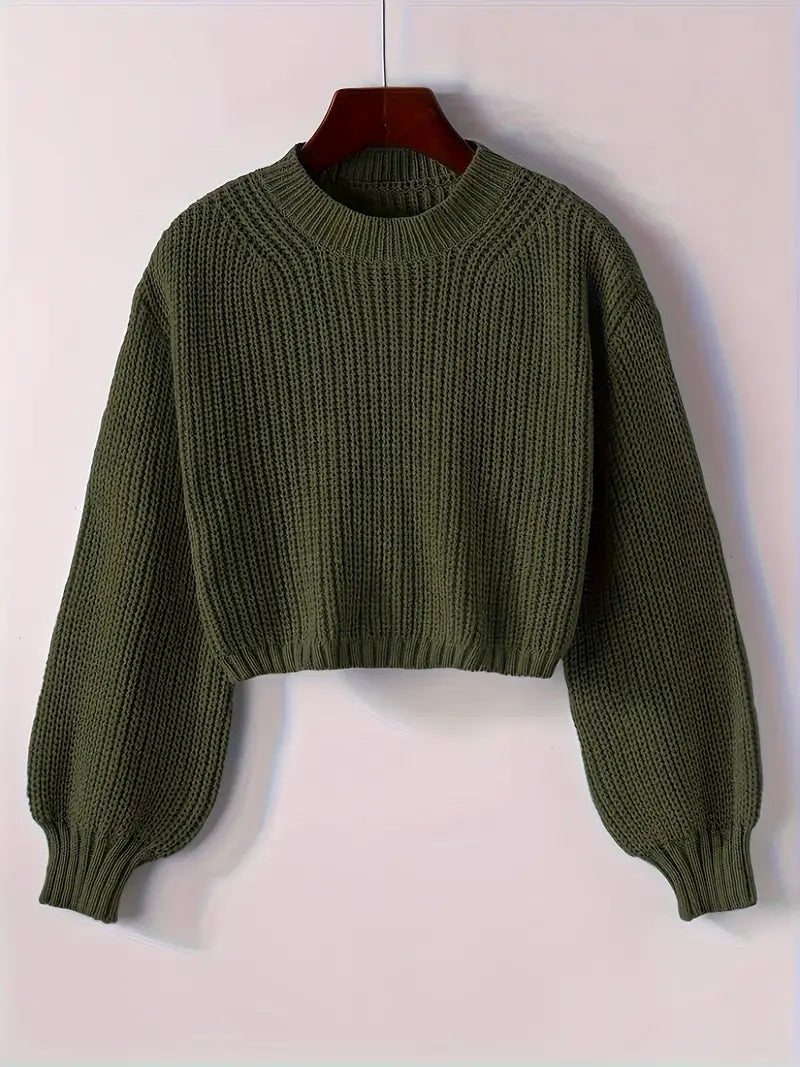 Olivia | Women’s Winter Cropped Ribbed Knit Sweater