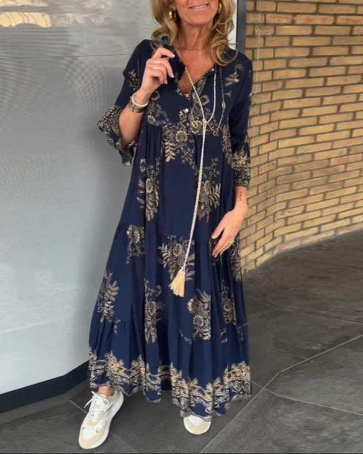 ANNE - CASUAL VINTAGE V-NECK DRESS