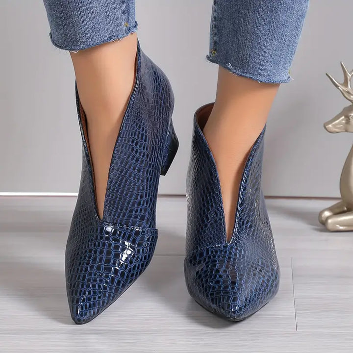 Natalie | Women's Stylish Reptile-Textured Ankle Boots