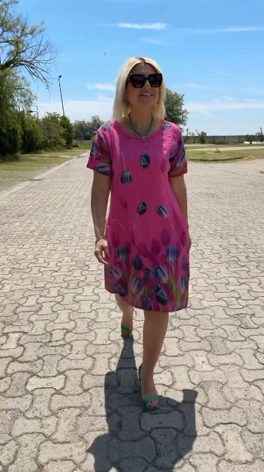 Neya™ - Summer Dress with Round Neck and Beautiful Print