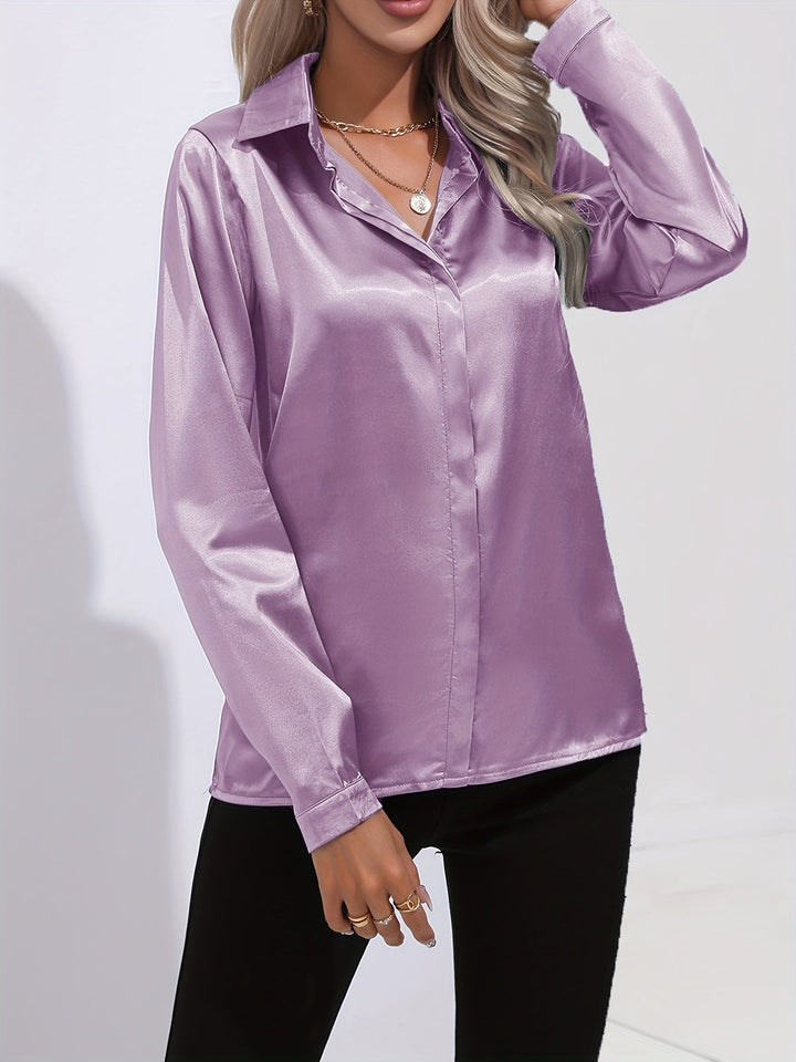 Sarah | Women’s Button Down Long Sleeve Satin Blouses