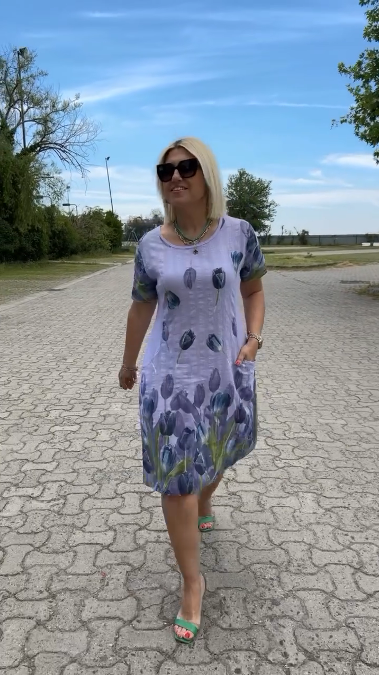 Neya™ - Summer Dress with Round Neck and Beautiful Print