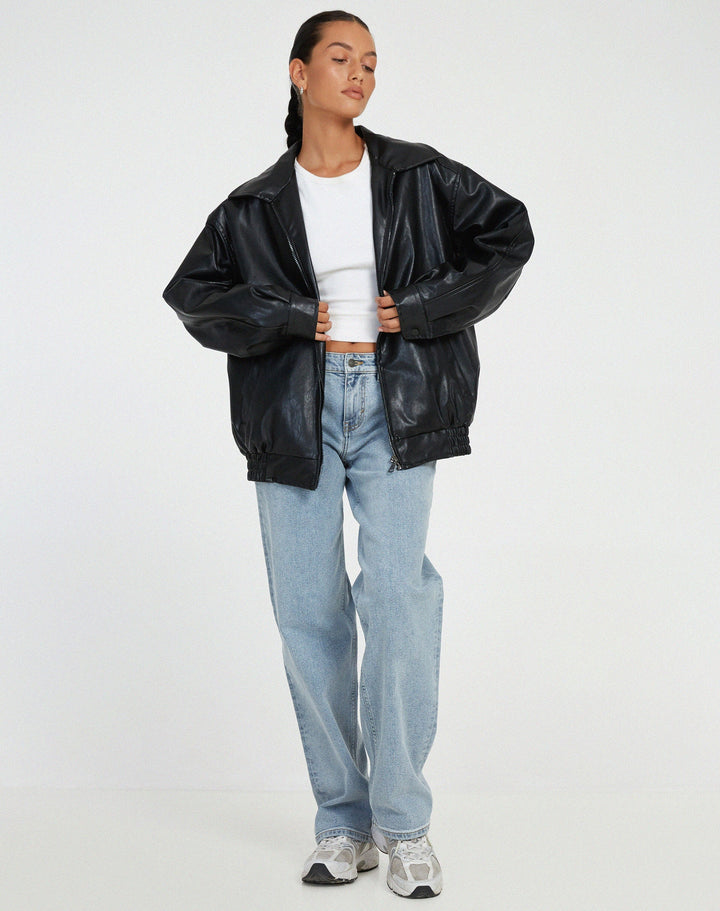 Ruby | Women’s Oversized Leather Bomber Jacket