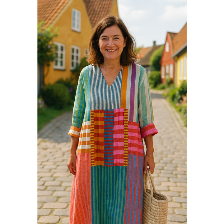 Solvina – Multicolor Artisan Cotton Dress for Women