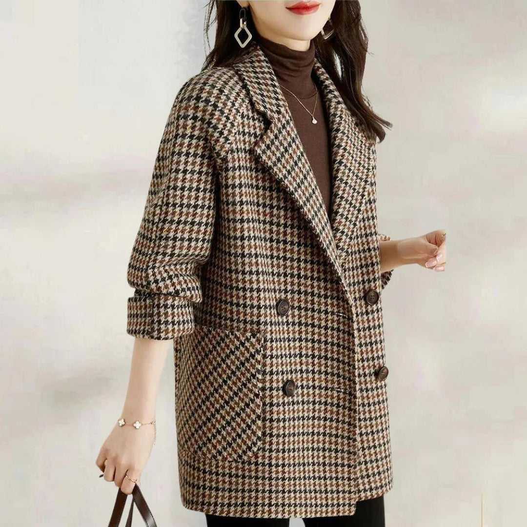 Mia | Women’s Vintage Checked Double-Breasted Coat