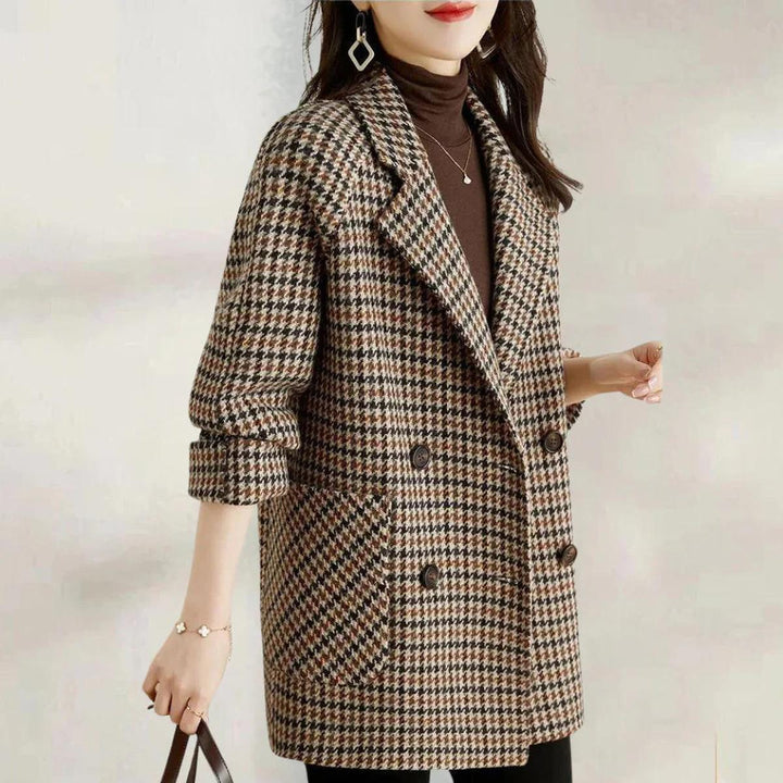 Mia | Women’s Vintage Checked Double-Breasted Coat