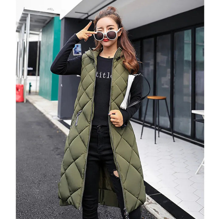 Daisy | Women’s Winter Long Quilted Hooded Vest