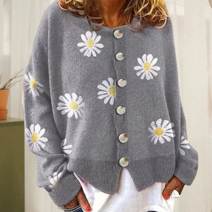 Margaret | Women’s Floral Button-Up Relaxed Fit Winter Cardigan