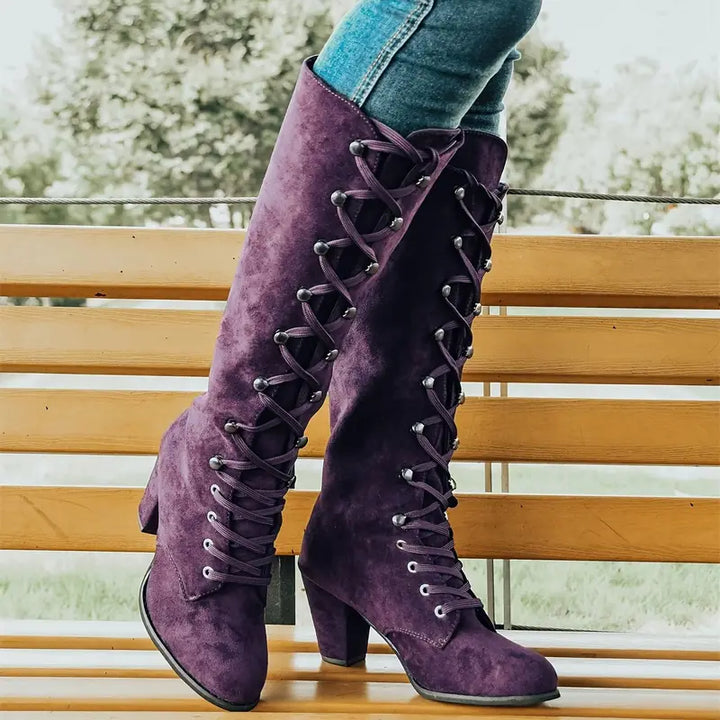 Brianna | Women’s Lace-Up Block Heel Long Boots