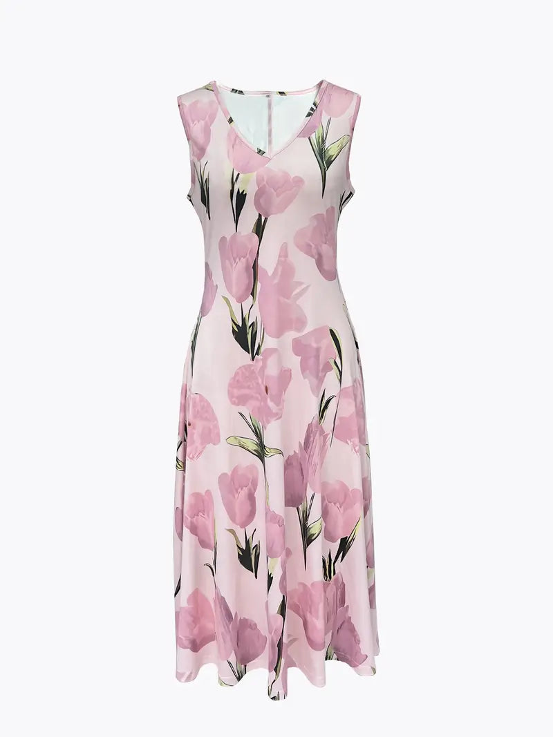 Isabella | Women Floral Print Two-Piece Flowy Midi Dress