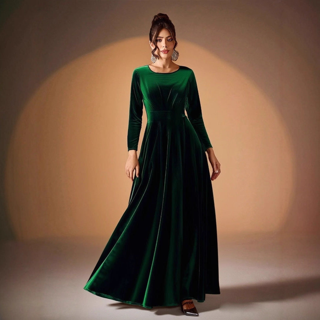 Beatrice | Long-Sleeve Velvet Maxi Dress