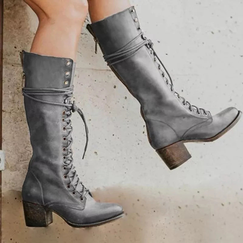 Beatrice | Women’s Vintage Lace-Up High Heel Boots