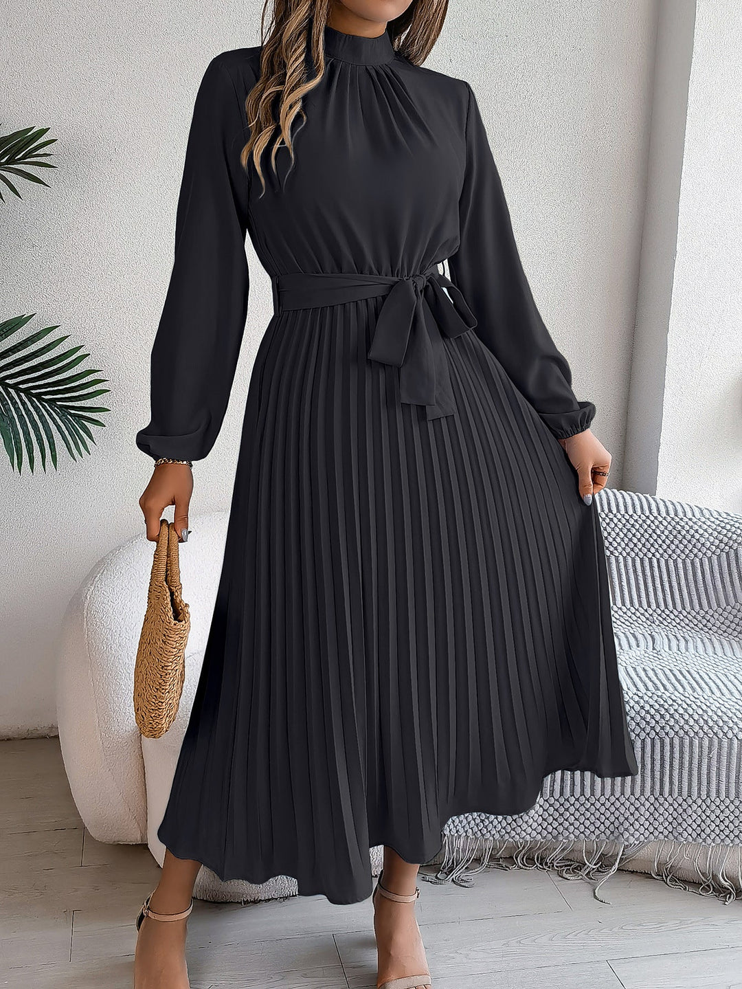 Priscilla | Pleated Belted Maxi Dress