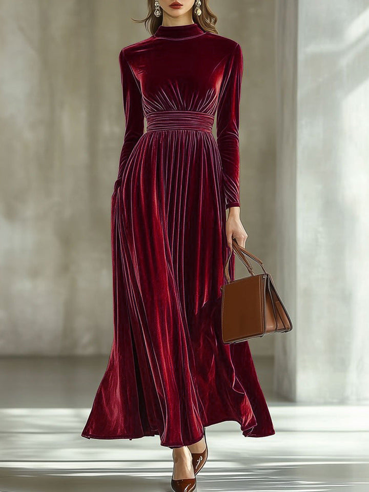Margot | Pleated Velvet Maxi Dress
