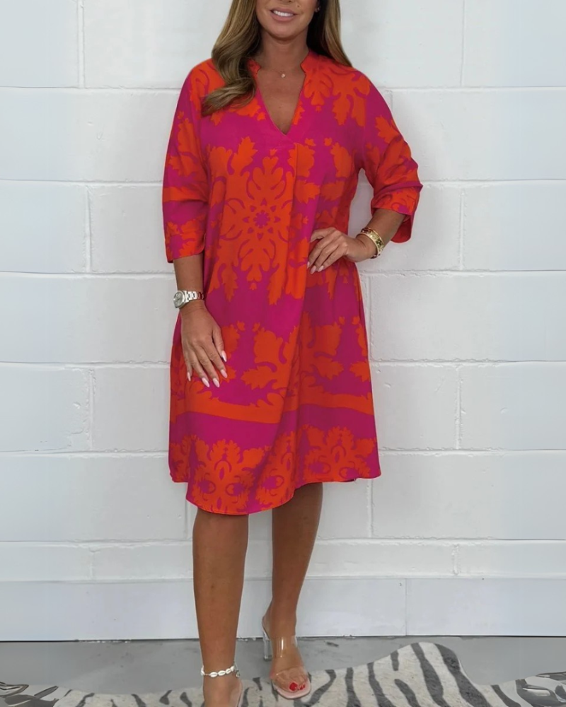 BAROLA - BOHO V-NECK DRESS