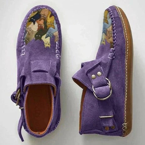 Claire | Women’s Artistic Cat Design Slip-On Shoes