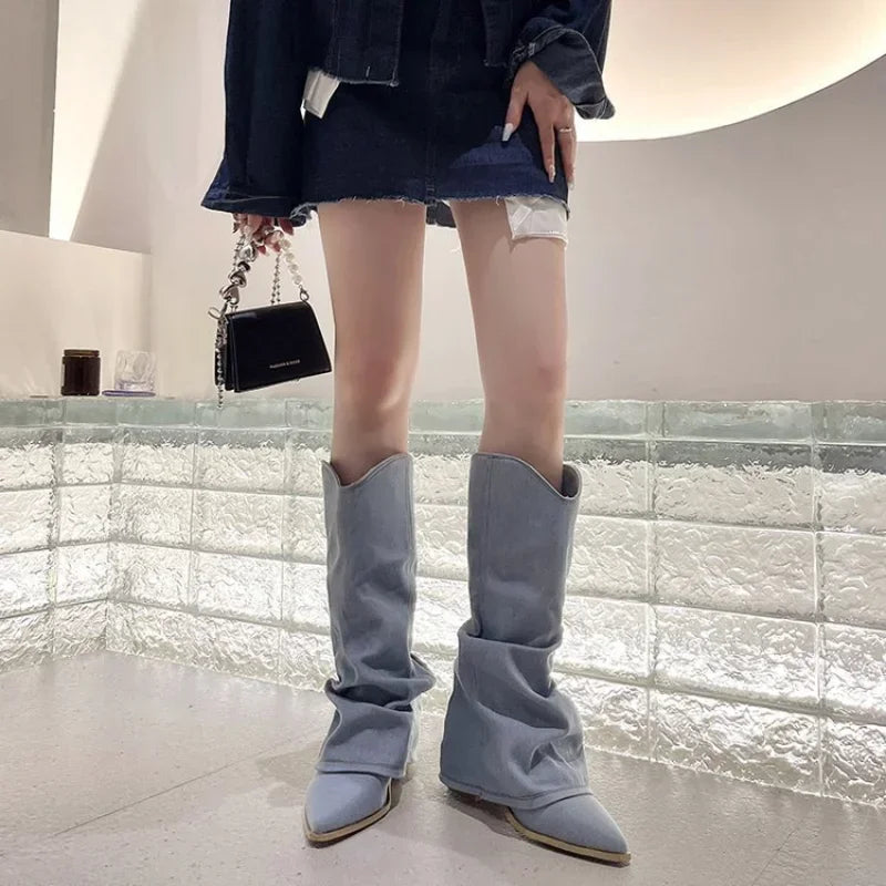 Kimberly | Denim Knee-High Women's Boots