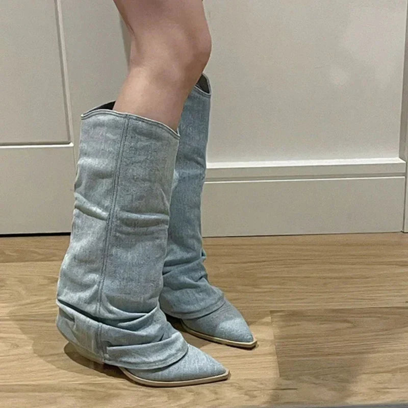 Kimberly | Denim Knee-High Women's Boots