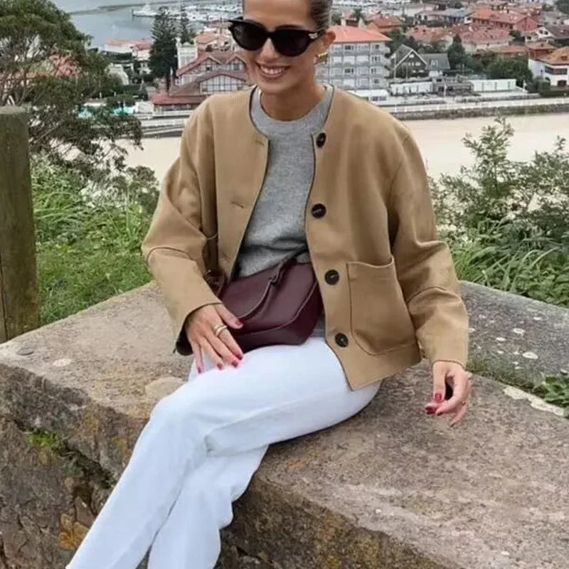 Emily | Women's Buttoned Woolen Blazer Jacket