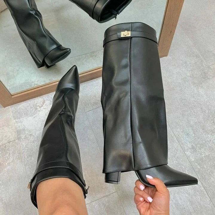 Maya | Women’s Leather Thigh-High Boots with Buckle