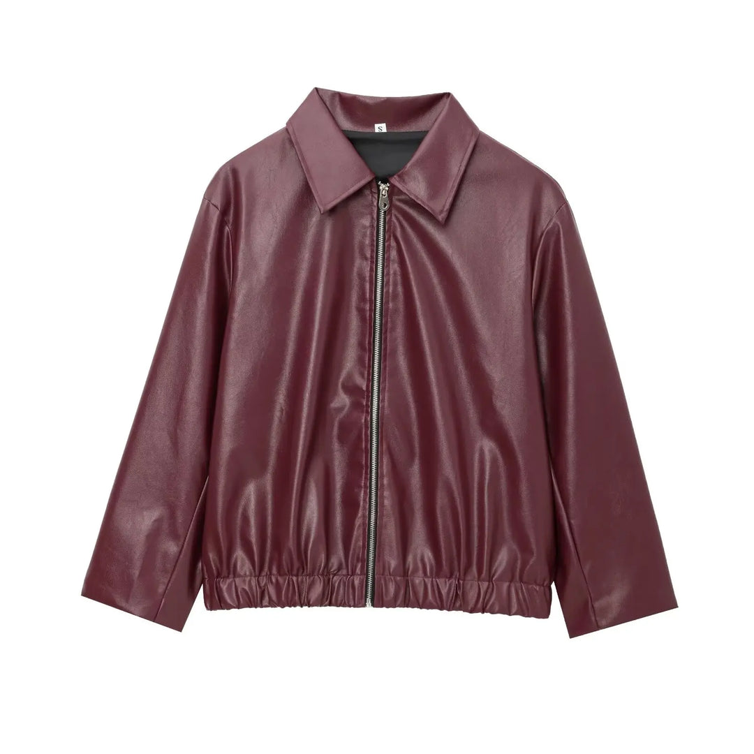 Harper | Women's Faux Leather Bomber Jacket