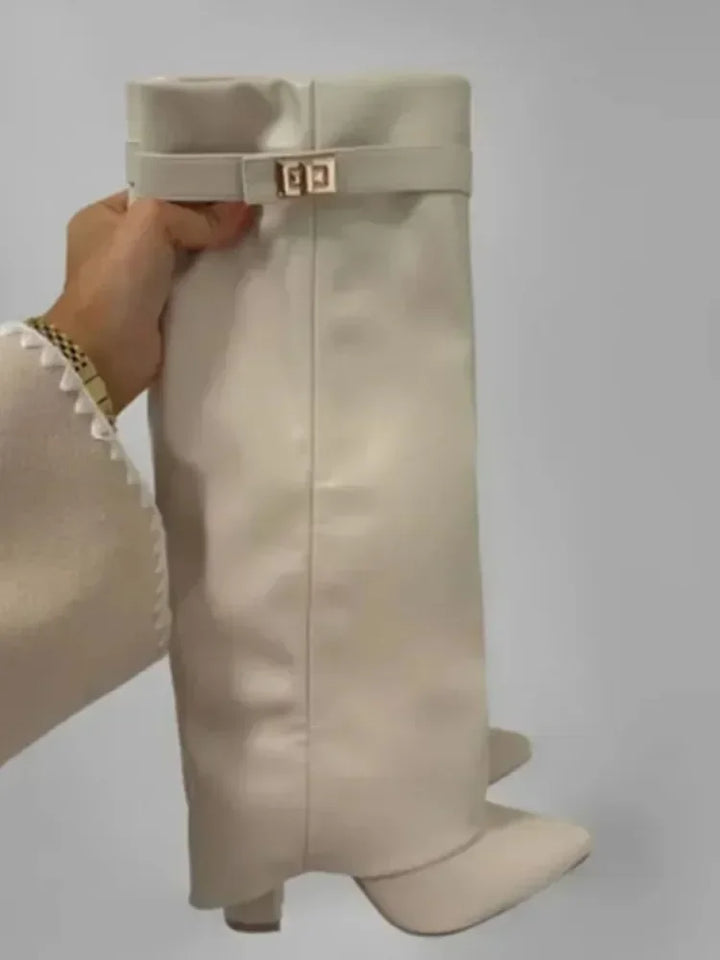 Mia | Women’s Leather Thigh-High Boots with Buckle