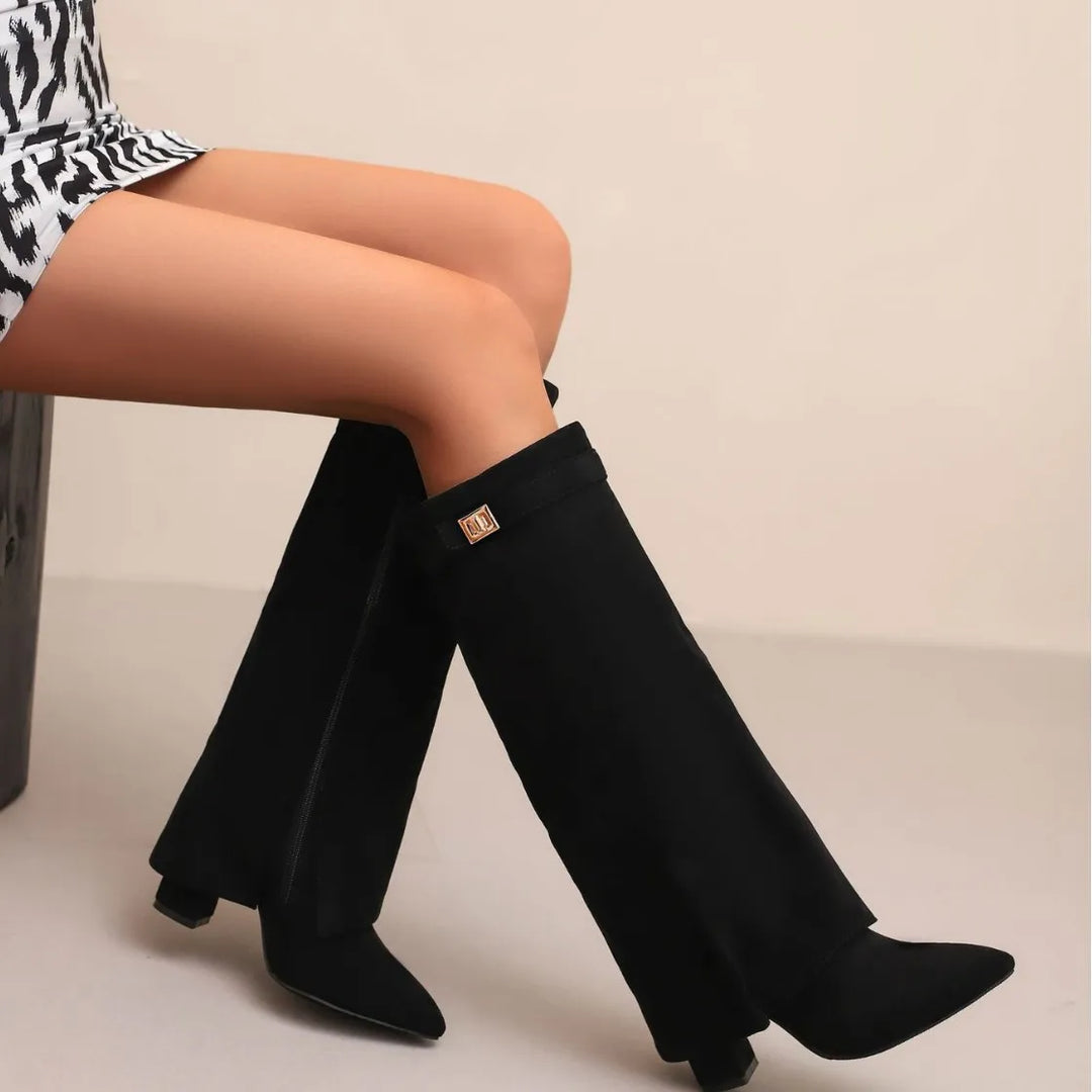 Maya | Women’s Leather Thigh-High Boots with Buckle