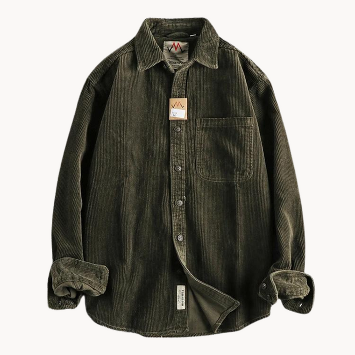Zach | Men’s Casual Brown Corduroy Long Sleeve Shirt