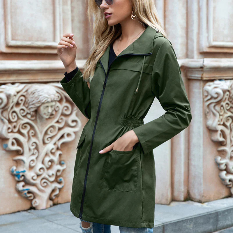 Megan | Women’s Casual Drawstring Hooded Rain Jacket