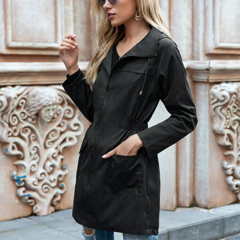 Megan | Women’s Casual Drawstring Hooded Rain Jacket
