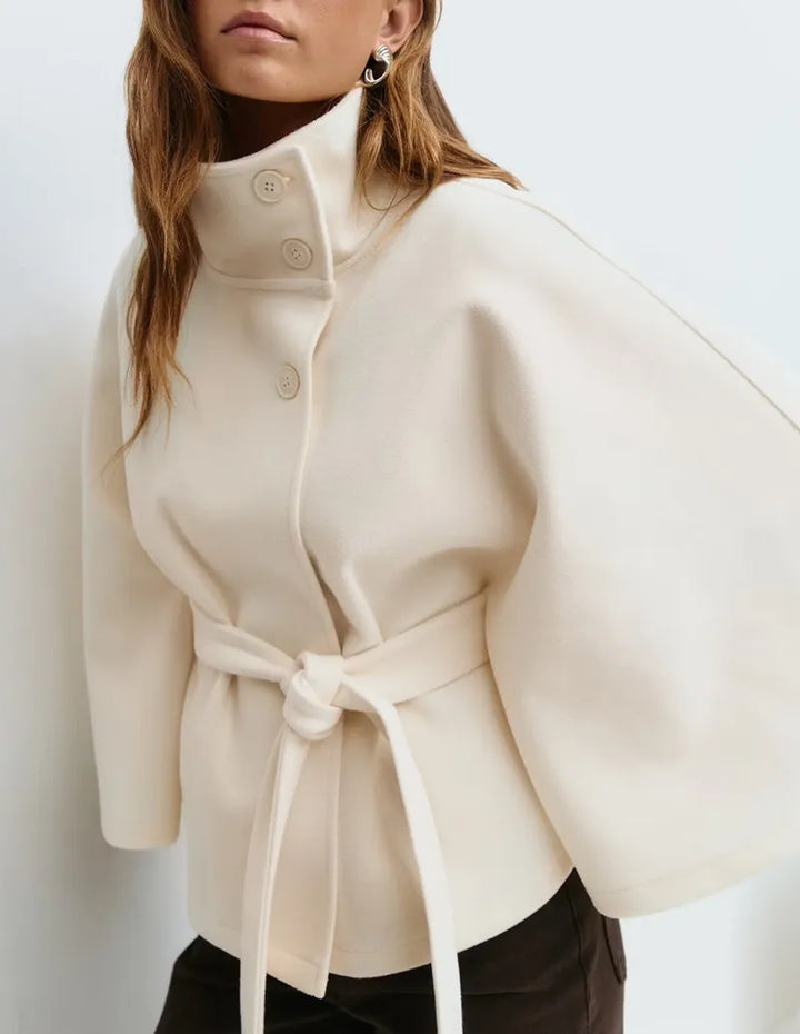 Caitlyn | Women’s Spring Belted High-Neck Cape Coat
