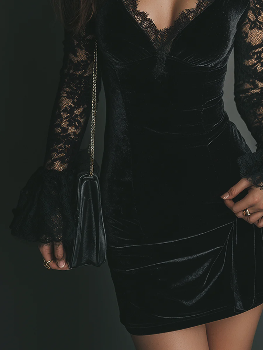 Luna | Mini Dress with Lace Sleeves