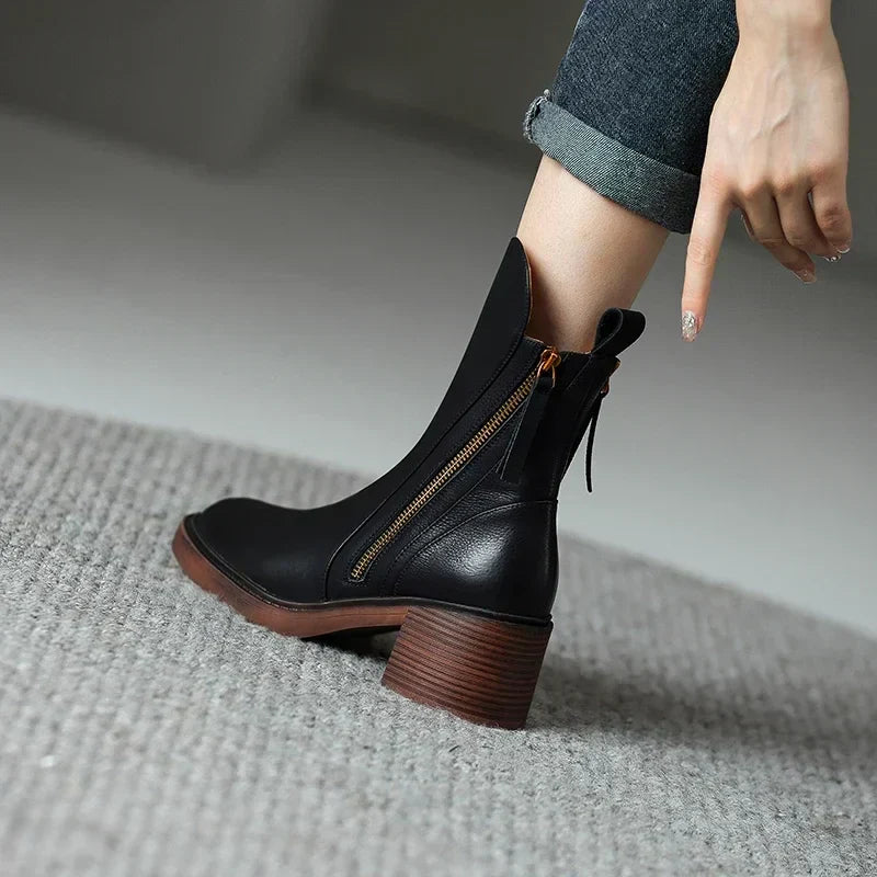 Rachel | Women's Zip-Up Block Heel Boots