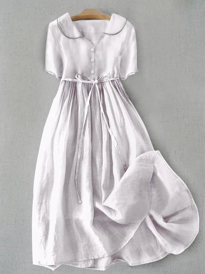 Isla - Elegant Cotton and Linen Dress with Half Sleeves