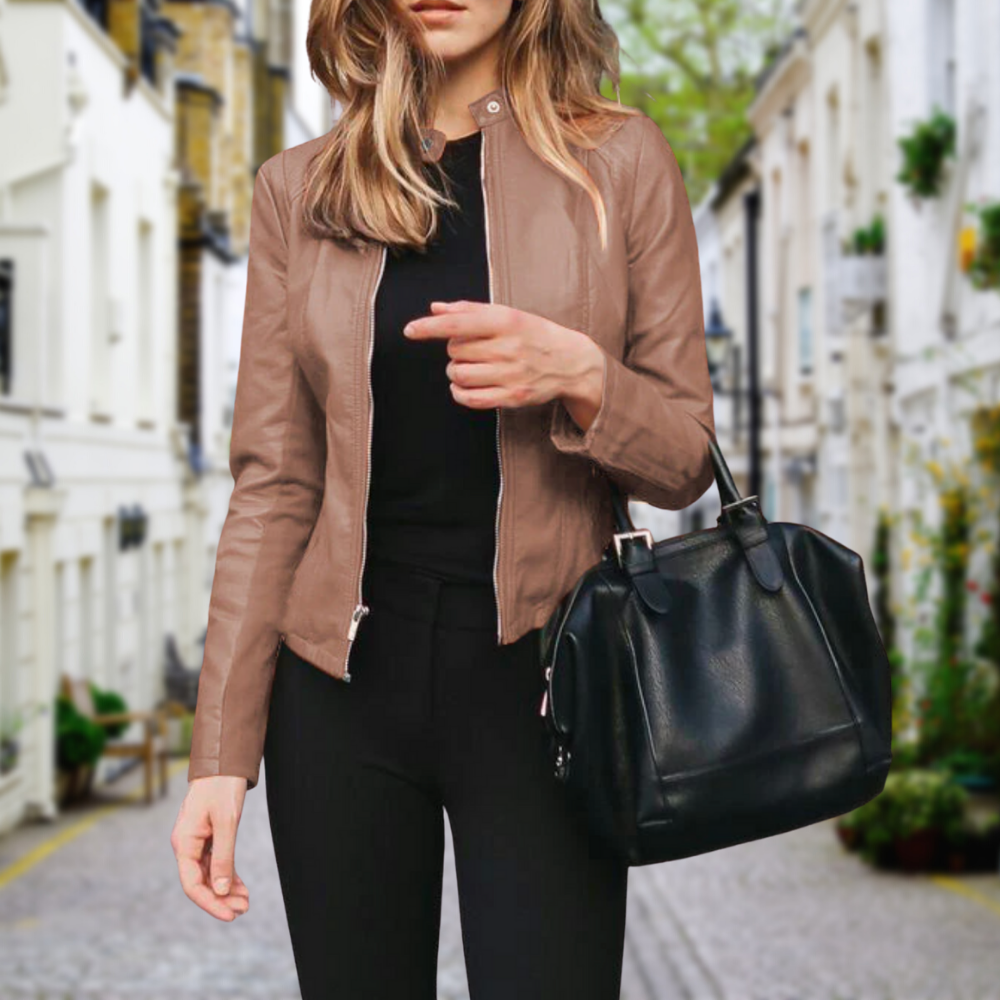Emily | Women’s Elegant Zippered Biker Jacket