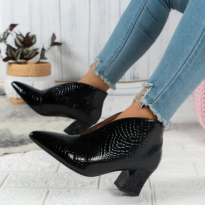 Natalie | Women's Stylish Reptile-Textured Ankle Boots