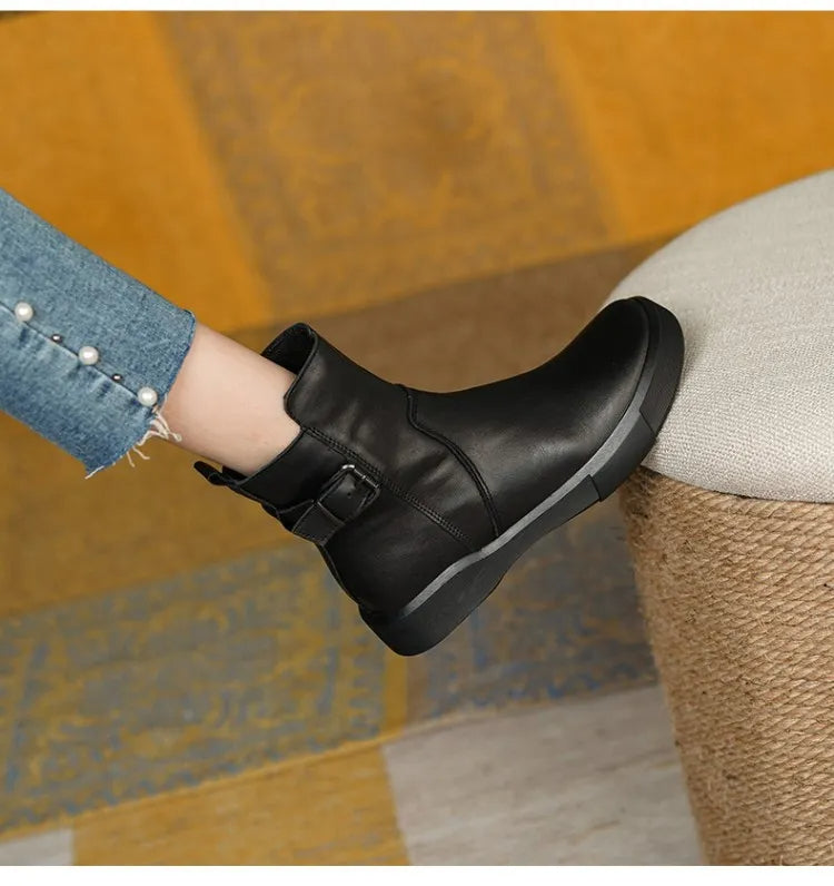 Madison | Women's Leather Buckle Ankle Boots