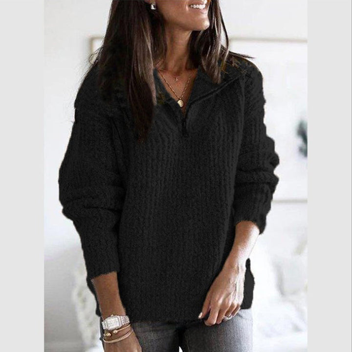 Caroline | Women’s Zip-Up Ribbed Sweater with Cozy Feel