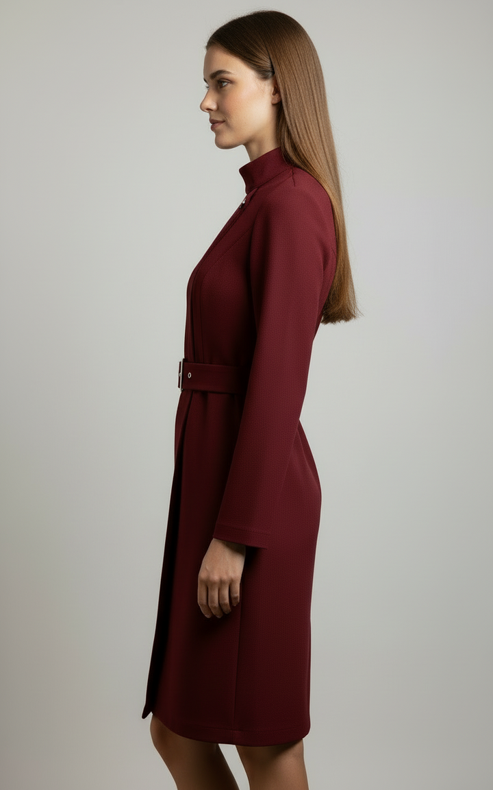 Camille | Women’s Winter Belted Midi Coat Dress