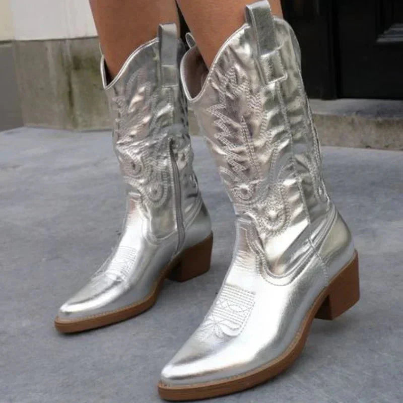 Clara | Women’s Shiny Western-Style Boots