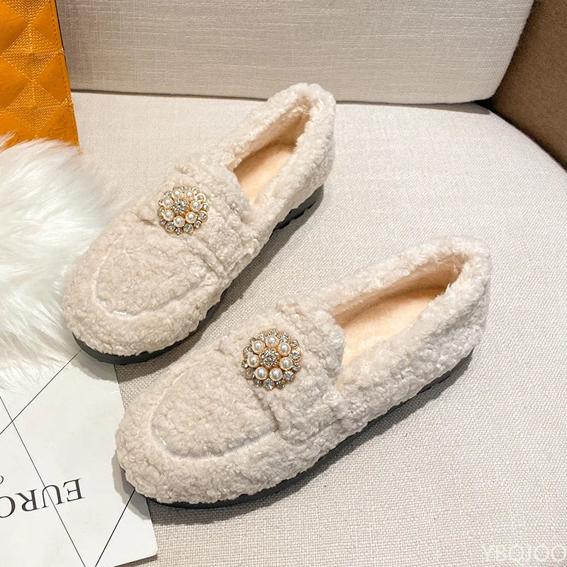 ALBA | Cozy Pearl Slip-On Loafers